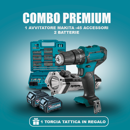 Trapano Avvitatore Professionale 48V – Kit Completo con 2 Batterie + 45 Accessori + Torcia Tattica Omaggio | Prestazioni Elevate e Qualità Garantita
